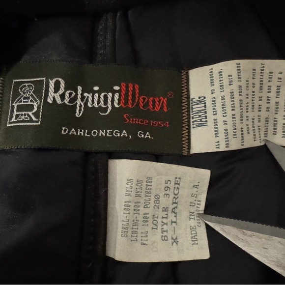 RefrigiWear Vintage Olive Green High Bib Overalls Size XL Style 395 Insulated - Picture 9 of 12
